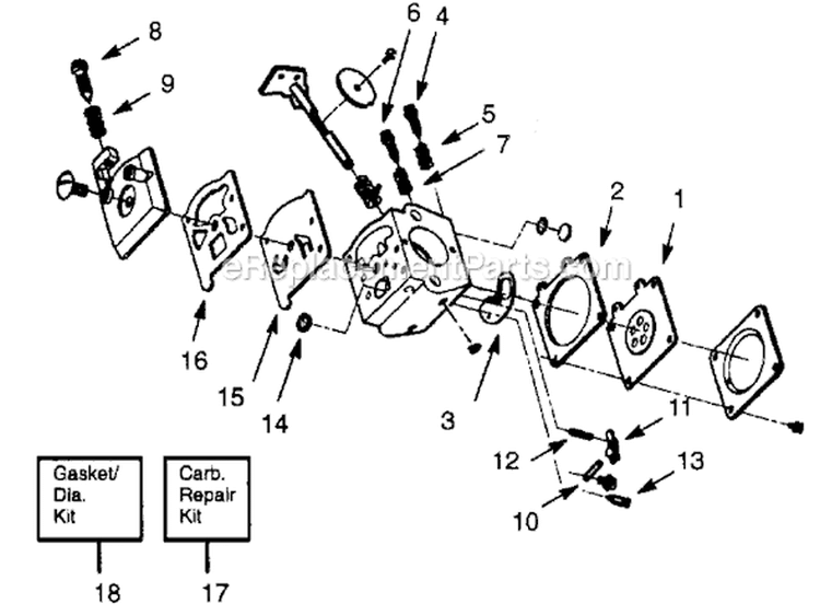 Page A Diagram and Parts List for HP30  Weed Eater Trimmer